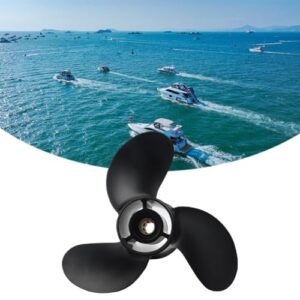 Aluminium-Außenbord-Propeller mit 9 x 9 Teilung und 8 Zähnen für Mercury-Motoren von 6 bis 15 PS. Direkter Ersatzteil, hergestellt aus Aluminiummaterialien mit schützender schwarzer Lackierung.