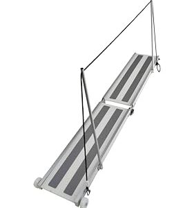 Gangway klappbar 2,00m mit Handlauf - Bootsgangway mit verriegelbarem Gelenk & Drehzapfen, leicht & rutschfest, Aluminium, 120 kg Traglast, Seil & Curryklemme