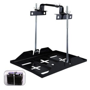 Batteriehalter-Kit für PKW, Boot/Marine oder Wohnwagen - Universelles Set mit verstellbarer Metallklemme und korrosionsbeständigem Stahl