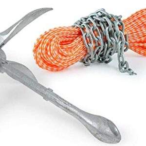 Klapp-Anker Schirmanker 4 kg + Ankerleine Kettenvorlauf 30 m Ø 8 mm Stahl Bootsanker Boot Faltklapp-Anker Falt-Anker für Segeln und Surfen