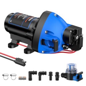 LumaBrite Membranpumpe 12V Wasserpumpe, Selbstansaugend mit automatischem Druckschalter für Wohnmobil, Yacht und Camper
