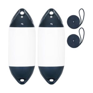Zwei aufblasbare Bootsfender mit Leine, ø 22 cm | 61 cm lang, für Yacht und Schlauchboot, Langfender für Sicherheit und Bequemlichkeit