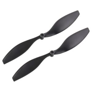 Zwei Nylon Propellerblätter mit silbernen Schraube im Zentrum. Die Propeller zeigen nach oben und rechts. Jeder Propeller hat vier Blätter.