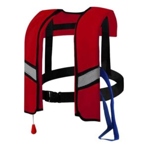 Rettungsweste für Erwachsene, automatisch aufblasbar, mit verstellbarer Schnalle und reflektierenden Streifen. Perfekt für Wassersportler.