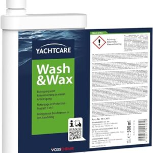 Yachtcare Wash & Wax 500ml - Reinigung und Versiegelung in einem Arbeitsgang, effektive Reinigung und Versiegelung für Flächen wie Gelcoat, GFK, Kunststoffe, Metalle und lackierte Oberflächen