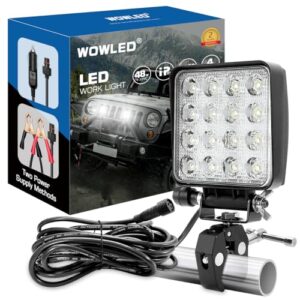 12V tragbare LED Arbeitsleuchte mit Befestigungsklemme, Bootsleuchte mit zwei Stromversorgungsmöglichkeiten (Zigarettenanzünder und Klemme), LED-Streuerkapsel 48W 12V Marine-Leuchten Trucks, 4X4