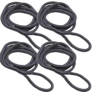 4 Stück Fenderleinen mit Auge 6 mm, schwarz, für Bootsfahrt, sicherheitsrelevante Ausrüstung