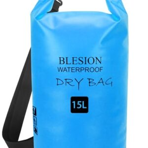 Wasserdichte Dry Bag von BLESION, ideal für Outdoor-Abenteuer wie Kajakfahren, Angeln, Schwimmen und Wandern. Verstellbarer Schultergurt und wasserdichter Rucksack.