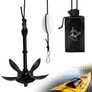 Avutrel Anker Boot, 1.59KG Bootsanker Kajak Zubehör Klappanker Wurfanker mit 10M Ankerleine, Bojenkugel und Aufbewahrungstasche, Anker Bootsanker für SUP, Schlauchboot, Paddelboot