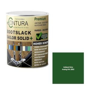Contura Bootlack Farbig SEIDENMATT Yacht Buntlack Metall Holz GFK Holzlack Boot Farblos Holland Grün RAL 6002 Analog 500ml