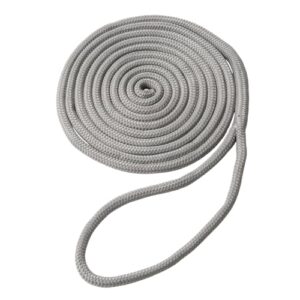 DockLine Festmacher Ø16mm 15m Silbergrau Bruchlast 4800 daN, hochwertiges Zubehör für Yacht oder Sportboot, geflochtener Polyester mit hoher Abriebfestigkeit und UV-Beständigkeit.