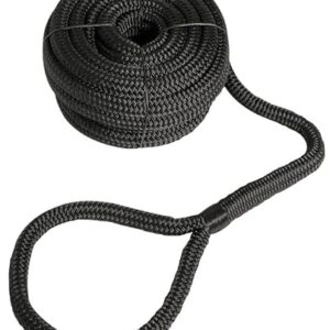 Hochwertige Festmacherleine mit Auge für Boot, Schiff und Segel, Schwarz, 10 mm x 6 m