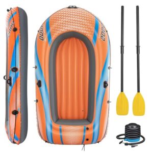 Aufblasbares Fischerboot für zwei Personen, Inflatable Boat mit Paddeln und Aufblaspumpen