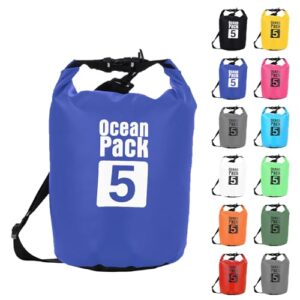 Wasserdichte Tasche 5 Liter, Blau, mit Verstellbarem Gurt und Schützt Telefon/Karte