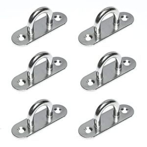 PRIOstahl Mastplatte Oval mit Bügel Befestigungshacken Deckenhaken - 45mm x 16mm x 6 Stück Ösenplatte für Hängesessel Aufhängen Heunetz Boot Boxsack aus hochwertigem Edelstahl