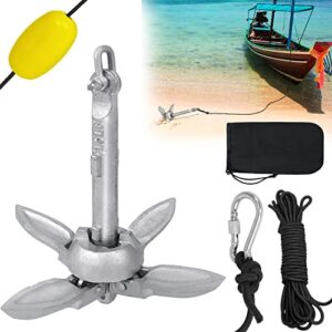Faltbarer Bootsanker aus verzinktem Stahl, 0,7KG Faltklappanker für Boot, Schlauchboot, SUP Boards und Kajaks