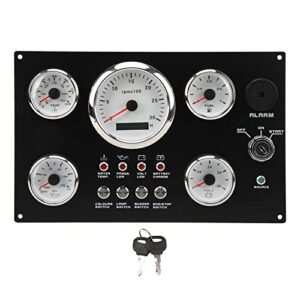 Aramox Boots-Instrumententafel für Marineboote und Yachten mit 7 Farben, Hintergrundbeleuchtung und 5-Gauges zur Überwachung des Bootsmotors