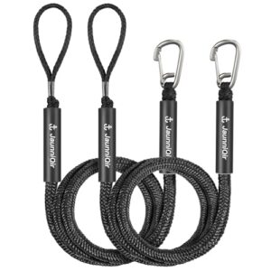 Bungee Boat Dock Line mit 316 Edelstahlclip Bootszubehör, 213cm Anlegeleine für Boote, PWC, Kajak, SeaDoo, Jetski, Ponton, Motorboot Integrierter Snubber (2 Stück Schwarz)