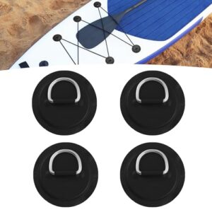 Edelstahl D-Ring Patch Set für Schlauchboote, Kajaks und SUP-Boards - 4er Pack Schwarz