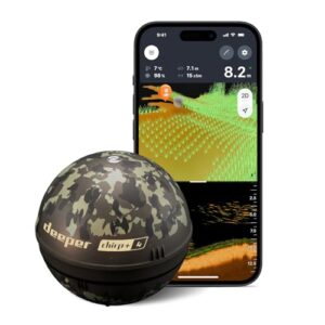 KI-gesteufter Fischfinder mit GPS, Deeper CHIRP+ 4, Tragbarer Sonar für Boot, Eis & Uferangeln, 2D/3D Kartierung über App