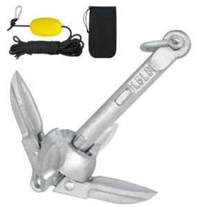 Faltbarer Anker für Boote, PEILU Set mit 10m Ankerleine, Klappanker und Tragtasche, verzinktes Gusseisen, ideal für Kanus, Paddelbretter, Kajaks und Schlauchboote