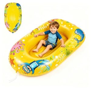 XIMEY Kinder Schlauchboot Aufblasbar, Pool Spielzeug für Kinder, Wasser Spielzeug für Sommer, aufblasbares Boot mit Zugseil