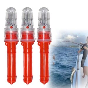 Drei wasserdichte Notfall-Boot-Leuchten für Kajakfahren, Ponton und Schiffe in rot