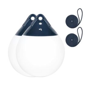 Zwei runde Fender für Boot oder Yacht, aufblasbar, sicherer Schutz, PVC-Fender, UV-beständig, salzwassergeeignet, Befestigungsaugen 22-28 mm.
