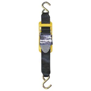 BoatBuckle Pro Series Kwik-Lok Transom Tie-Down (2-Zoll x 4-Fuß, Schwarz) - Sicherheitszubehör für Boote mit schnellen Schnallen und Vinylbeschichtung