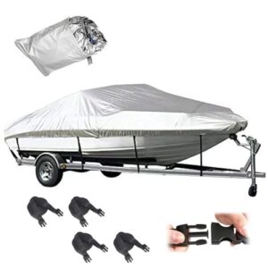 Bootspersenning Abdeckplane für Ruderboote und Angelboote, 518–579 cm groß, aus strapazierfähigem 420D Oxford-Gewebe mit PVC-Beschichtung, einschließlich Aufbewahrungstasche für bequemes Stauen