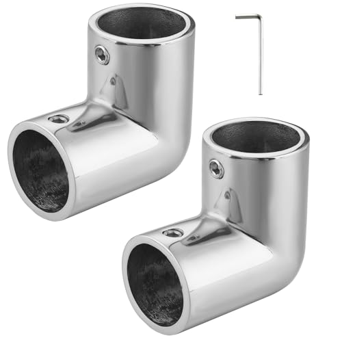 Marinequalität und Robustheit - DIALESHU Boots-Handlauf-Montagewinkel aus 316 Edelstahl mit hochglanzpoliertem Finish und 90-Grad-Winkel für Yachtdeck-Geländer, passend für 2,5 cm Außendurchmesser