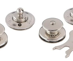 LOXX Set mit 2 Stück Oberteilen, Stoffschrauben und Schlüssel für sichere Verbindung von Geweben