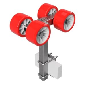 SUPROD 4er Sliprollen für Bootstrailer, TPU Reifen Ø 120 mm, rot/grau, Belastbarkeit bis 50 km/h