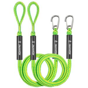 Bungee Boat Dock Line mit 316 Edelstahlclip für Boote, PWC und Jetski, Anlegeleine aus hochwertigem Material, 213cm lang, grün und silberfarbig