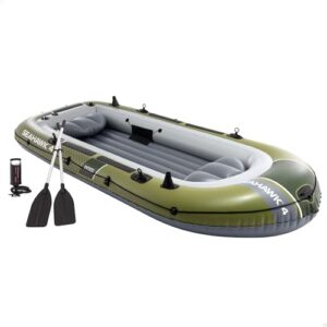 Intex Seahawk 4 Boots-Set aufgeblasen, große Kapazität für 480 kg, hochwertige Aluminium-Ruder und einfache Bedienung mit Handpumpe
