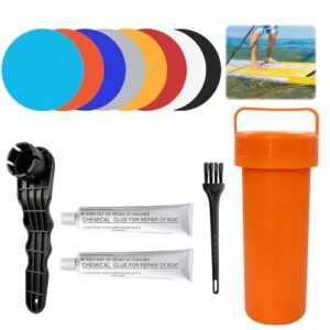 Professionelles Schlauchboot-Reparaturset für PVC, TPU und beschichtete Gewebe - Reparaturset mit PVC-Flicken, Kleber, Ventilschlüssel und Bürste