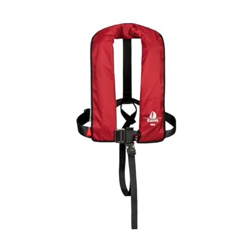 Automatische Rettungsweste 165N mit Harness, ISO 12402-3, Lifebelt, UML-Auslöser, Schrittgurt, Erwachsene 40-150 kg, Rot