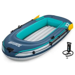 Bestway Hydro Force Schlauchboot Set Trek X2, 232 x 118 x 37 cm, 2 Personen, 250 kg Belastbarkeit, 3 Luftkammern, Inflata-Shield-Material, inkl. Ruder, Handpumpe