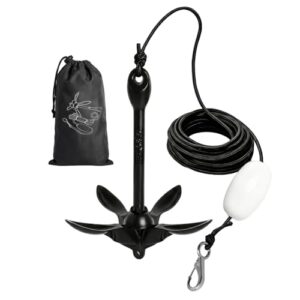 Faltbarer Anker mit Ankerleine, Karabinerhaken und Boje, ideal für Wassersportgeräte wie Kajak, SUP und Schlauchboot