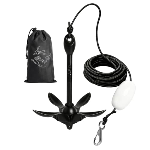 Faltbarer Anker mit Ankerleine, Karabinerhaken und Boje, ideal für Wassersportgeräte wie Kajak, SUP und Schlauchboot