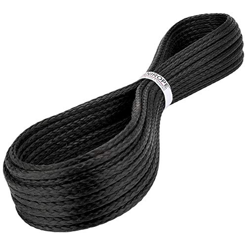 Hochwertiges Dyneema Seil mit 40m Länge, schwarz, 12-fach geflochten und verstreckt beschichtet