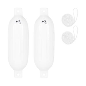Aufblasbarer Langfender für Boote und Schiffe, Mesle Fender Boot Dura 2er Set mit Leine, ø 21 cm | 68 cm lang, hochwertiger PVC-Fender, sicherer Schutz vor Kratzer und Dellen am Boot