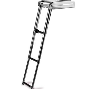 Nautika Teleskop-Badeleiter für Bootsplattformen - Edelstahl 3 Stufen 22 x 87 cm Unterbau Badeplattform Heckleiter Klappbar Bootsleiter