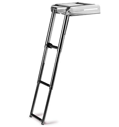 Nautika Teleskop-Badeleiter für Bootsplattformen - Edelstahl 3 Stufen 22 x 87 cm Unterbau Badeplattform Heckleiter Klappbar Bootsleiter