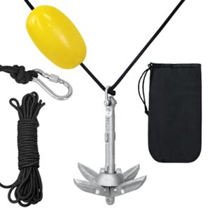 VA-Cerulean Bootsanker, 0.7 kg, faltbarer Ankersatz inklusive Ankerboje und Ankerleine mit Karabiner und Transportbeutel, verzinkter Anker für Boot, SUP, Kajak, Kanu und Motorboot