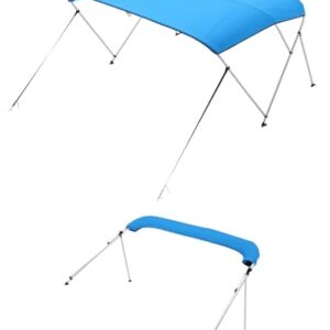 Bimini Top aus Polyester mit Aluminiumlegierung für Boot, wasserdichter Sonnenschutz mit Aufbewahrungstasche, 185-198 cm (B) Blau