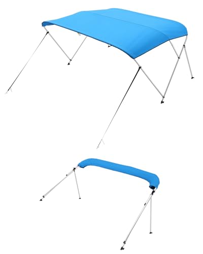 Bimini Top aus Polyester mit Aluminiumlegierung für Boot, wasserdichter Sonnenschutz mit Aufbewahrungstasche, 185-198 cm (B) Blau