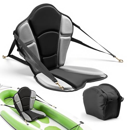 Gepolsterter Sitz für Stand-Up-Paddle-Board, Bootssitz mit Rückenlehne & Aufbewahrungstasche und verstellbaren Gurten für SUP Angelboot Aufblasbares Kajak Ruderboot