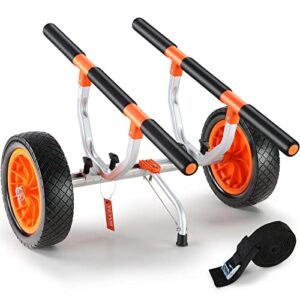 Kajak-Transport-System, Aluminium-Legierung-Rahmen, 800x751x470mm Tragfähigkeit, 30cm gummierte Räder, 170-440mm Einstellung, perfekt für Kajak-Kanu-Wagen-Trolley-Surf