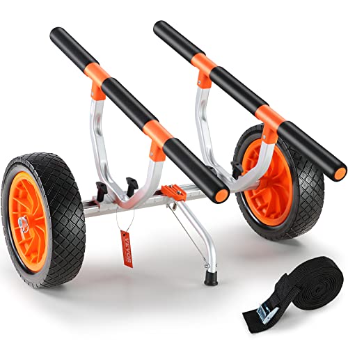 Kajak-Transport-System, Aluminium-Legierung-Rahmen, 800x751x470mm Tragfähigkeit, 30cm gummierte Räder, 170-440mm Einstellung, perfekt für Kajak-Kanu-Wagen-Trolley-Surf